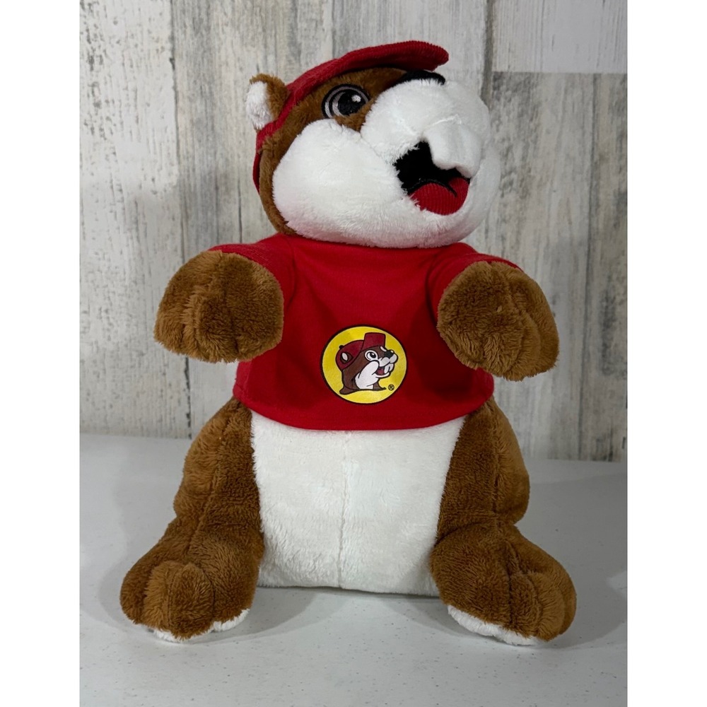 Buc-ees Plush Stuffed Animal 10" Brown Red Hat Shirt Beaver Mascot 2014 Jaag